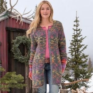 Sundance - Multi-Color Chunky Knit Wool Button Cardigan